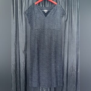 J. Jill Navy Polka Dot V-Neck Top